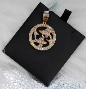Pisces Sign Pendant 10K Yellow Gold With Diamond / 1.64Ct Dia / 6.2gr