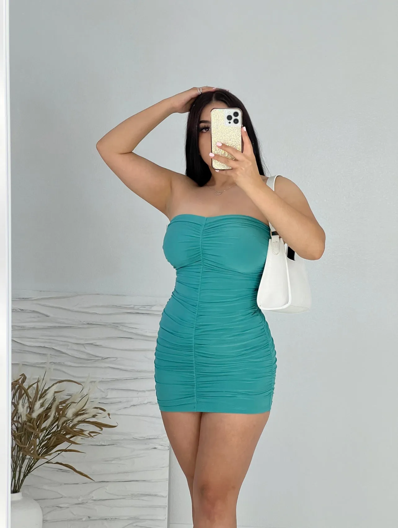 Polly Ruched Tube Mini Dress