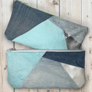 Poolside Prism Clutch, Handmade Denim and Leather Bag