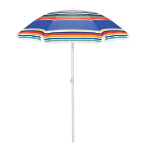 Portable Beach Umbrella, Multi-Color Stripes