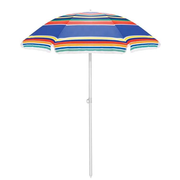 Portable Beach Umbrella, Multi-Color Stripes