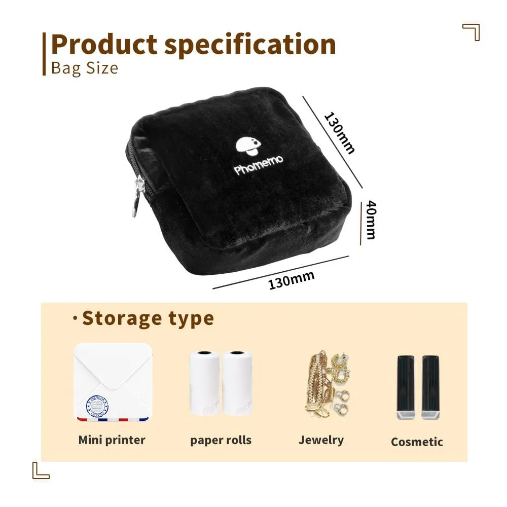Portable Black Velvet Stationery Cosmetic Multifunction Storage Bag for Organization