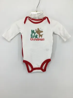 Precious Firsts Child Size 3 Months Red Christmas Onesie & Bib