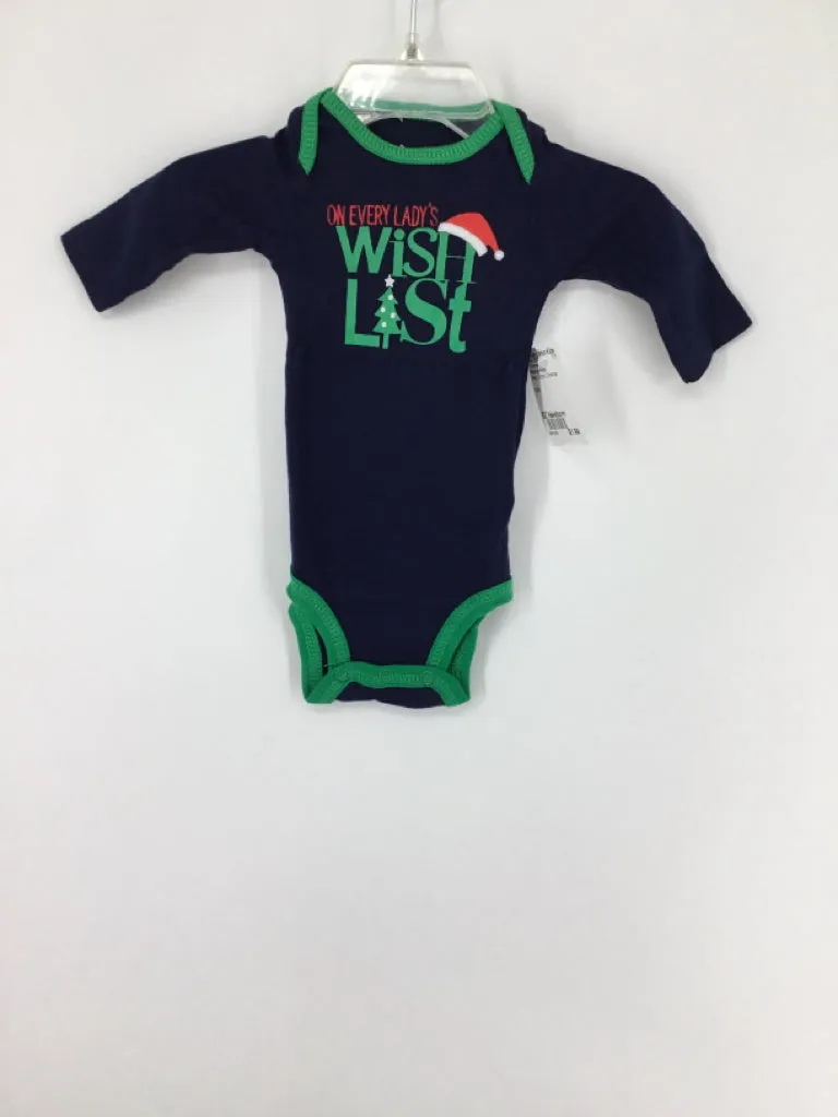 Precious Firsts Child Size Newborn Navy Christmas Onesie