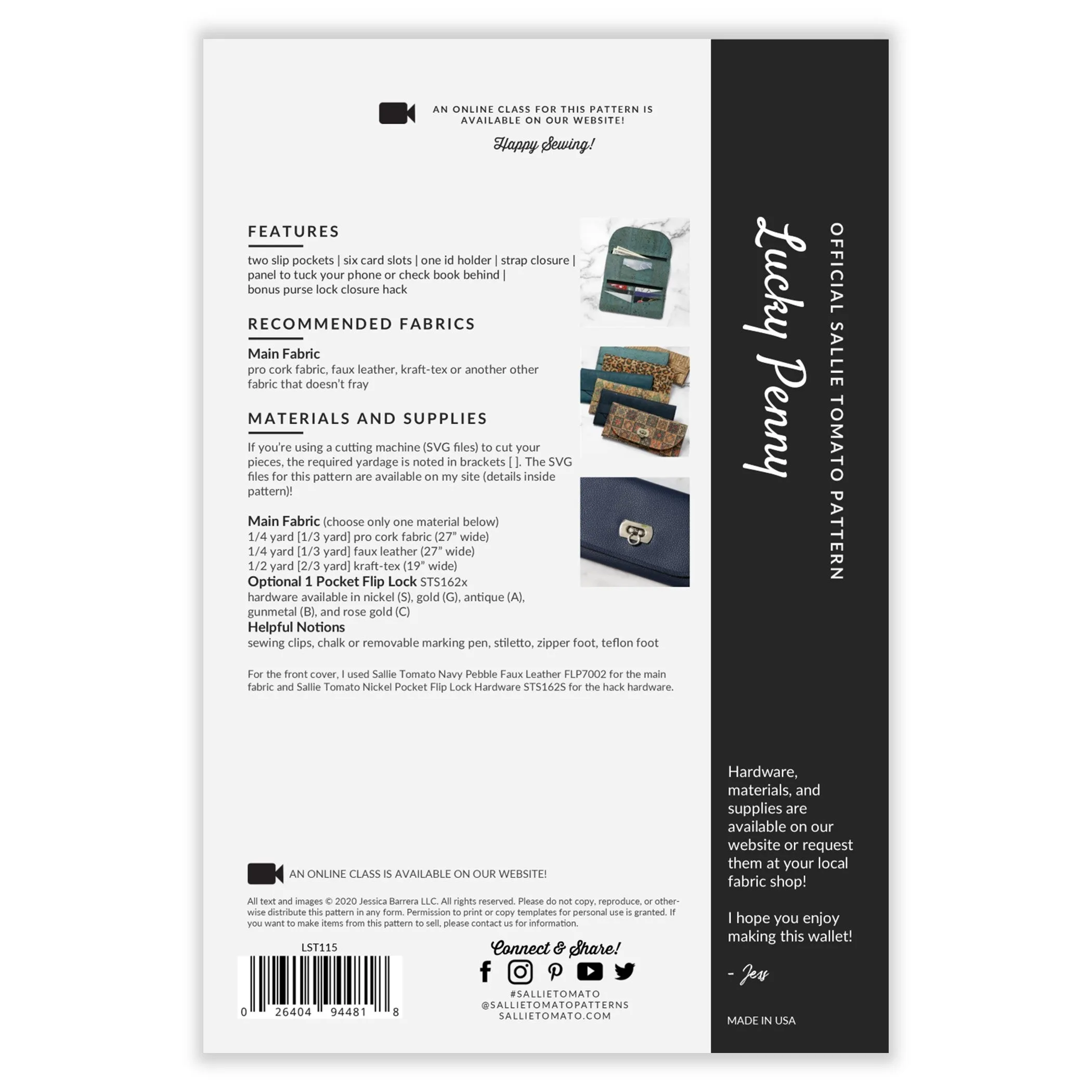 PRECUT Faux Leather Lucky Penny Wallet Kit