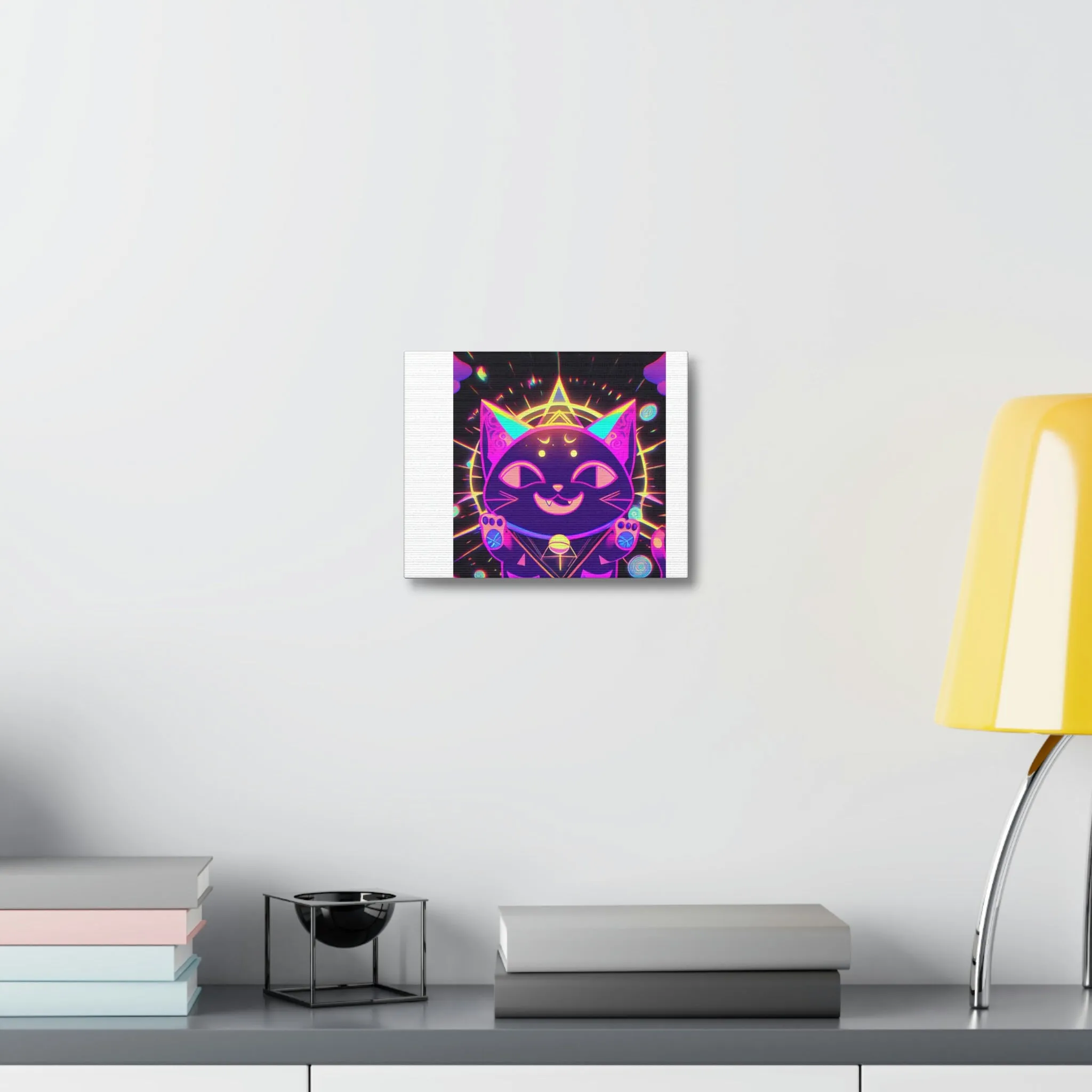 Purple Cat Stretched Canvas