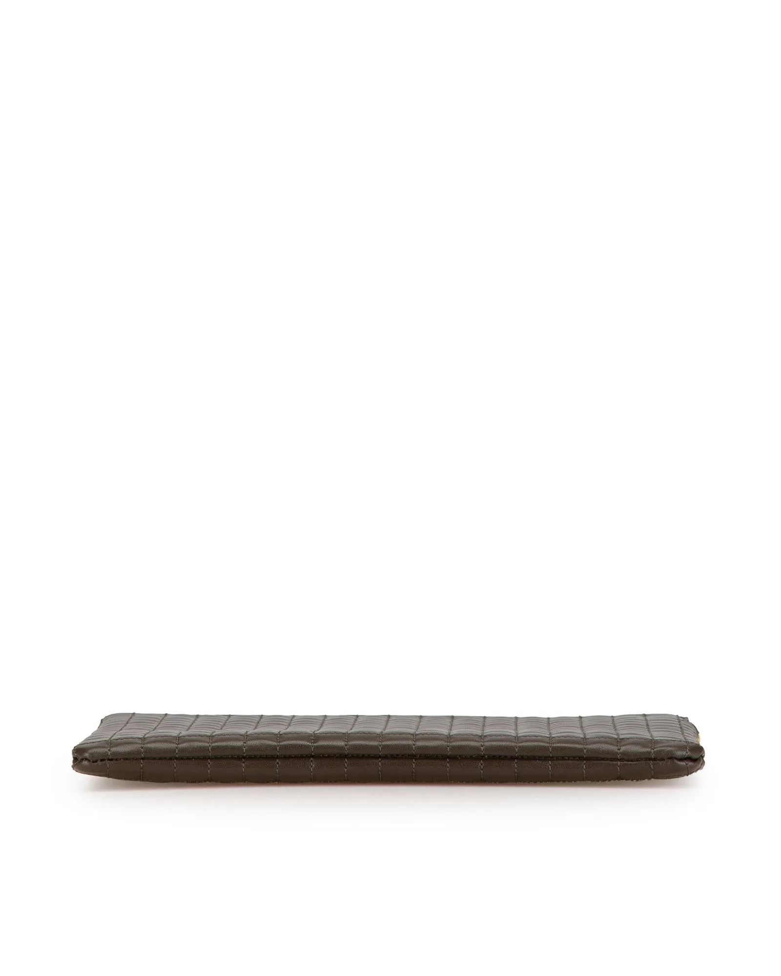 Quilted Calfskin Charm Clutch with Card Slots and Zip Closure