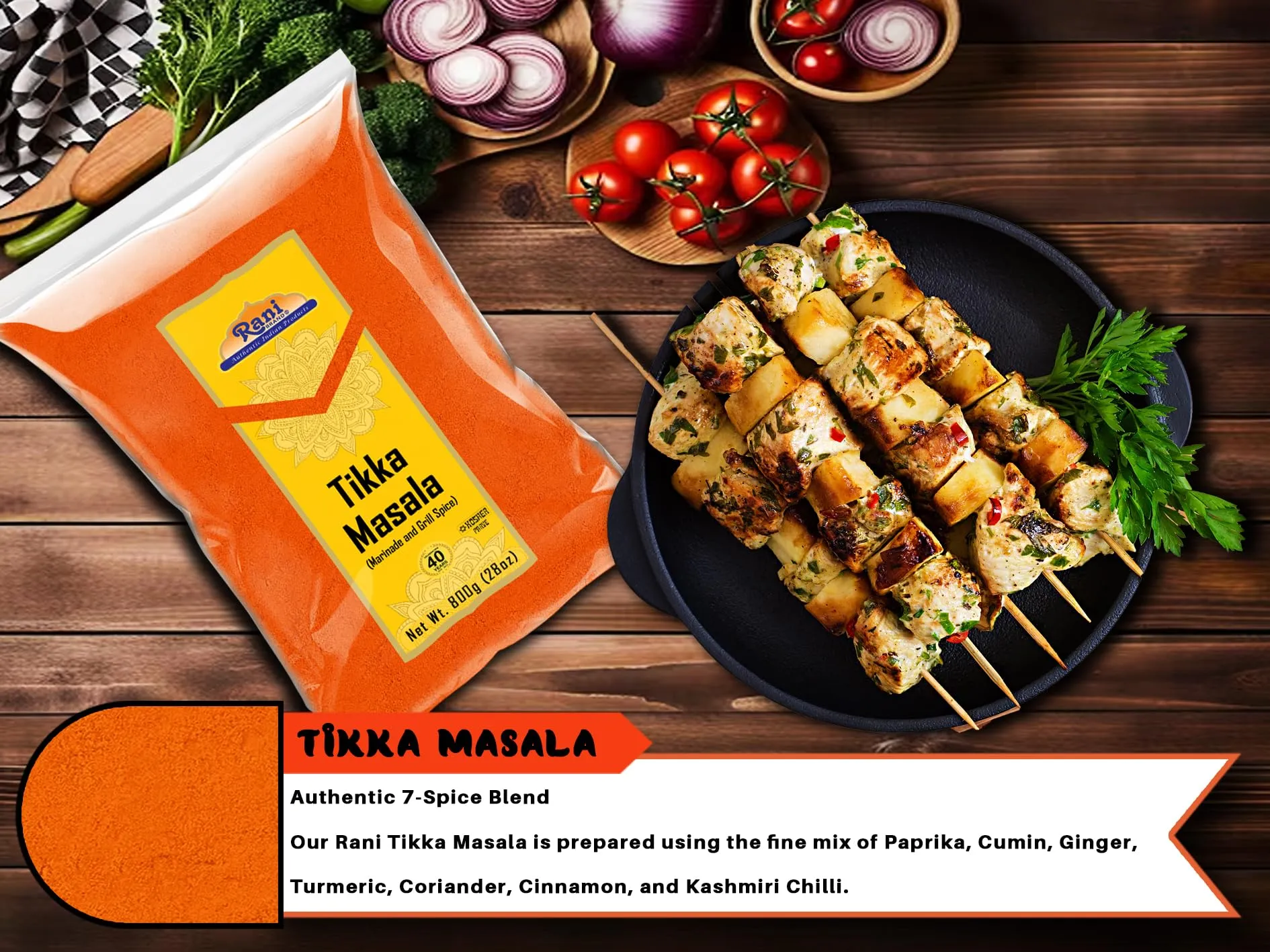 Rani Tikka Masala Indian 7-Spice Blend 28oz (800g) ~ All Natural, Salt-Free | Vegan | No Colors | Gluten Friendly | NON-GMO | Kosher