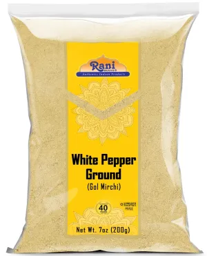 Rani White Pepper (Gol Mirch), Ground Spice 7oz (200g) ~ All Natural | Vegan | Gluten Friendly| NON-GMO | Kosher | Indian Origin