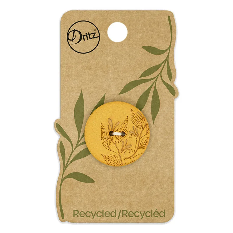 Recycled Hemp 28mm Laser Button - Mustard