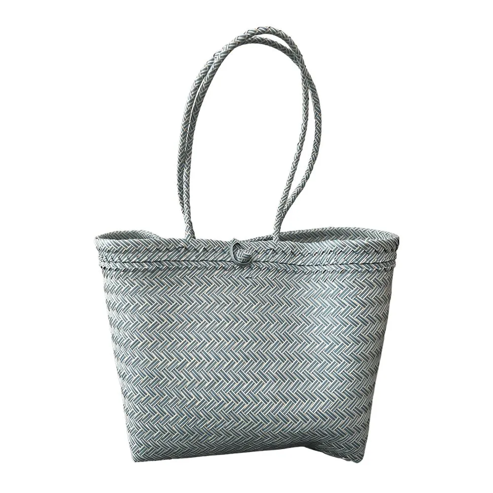 Recycled Plastic Woven Beach/Tote Long Strapped Bag, Large
