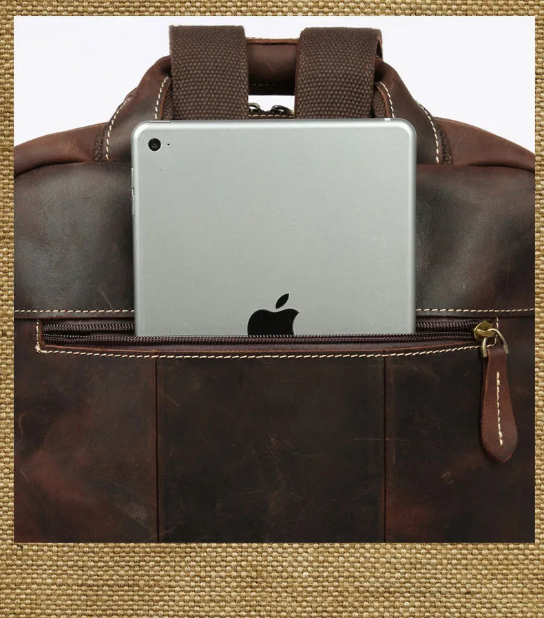 Retro Roomy Leather Travel Backpack P-8027