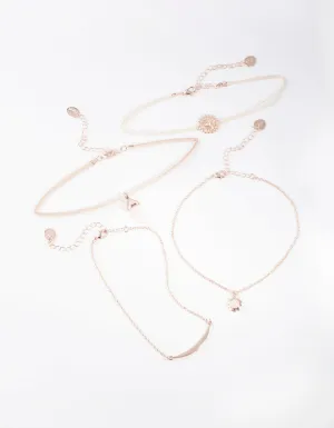 Rose Gold Rose Quartz Chain Choker 4-Pack