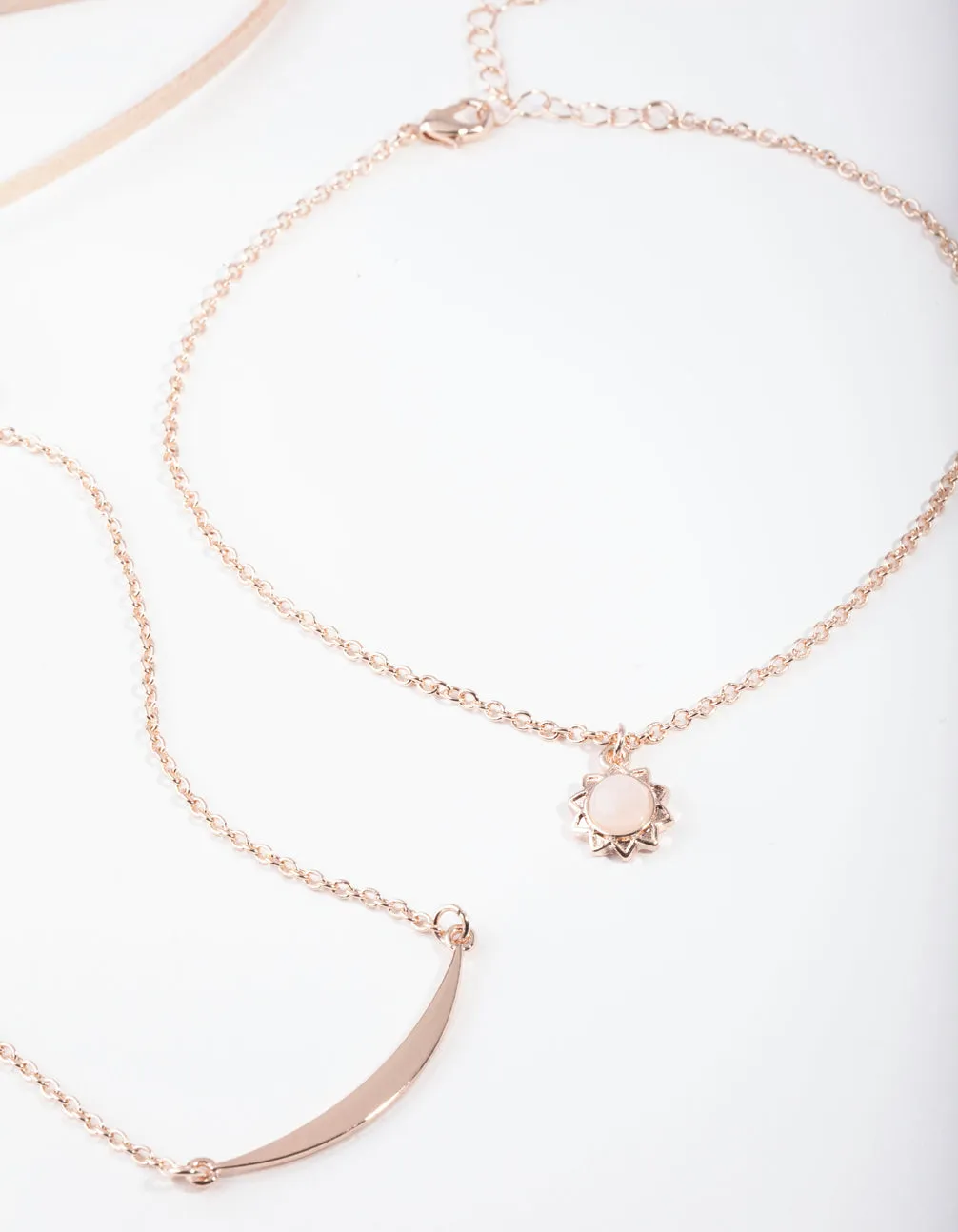 Rose Gold Rose Quartz Chain Choker 4-Pack