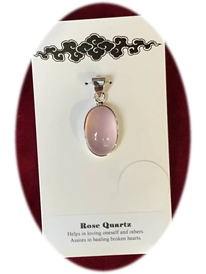 Rose Quartz Pendant in Sterling Silver