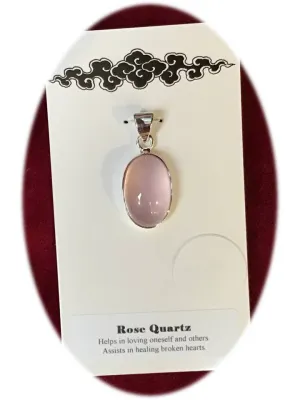 Rose Quartz Pendant in Sterling Silver