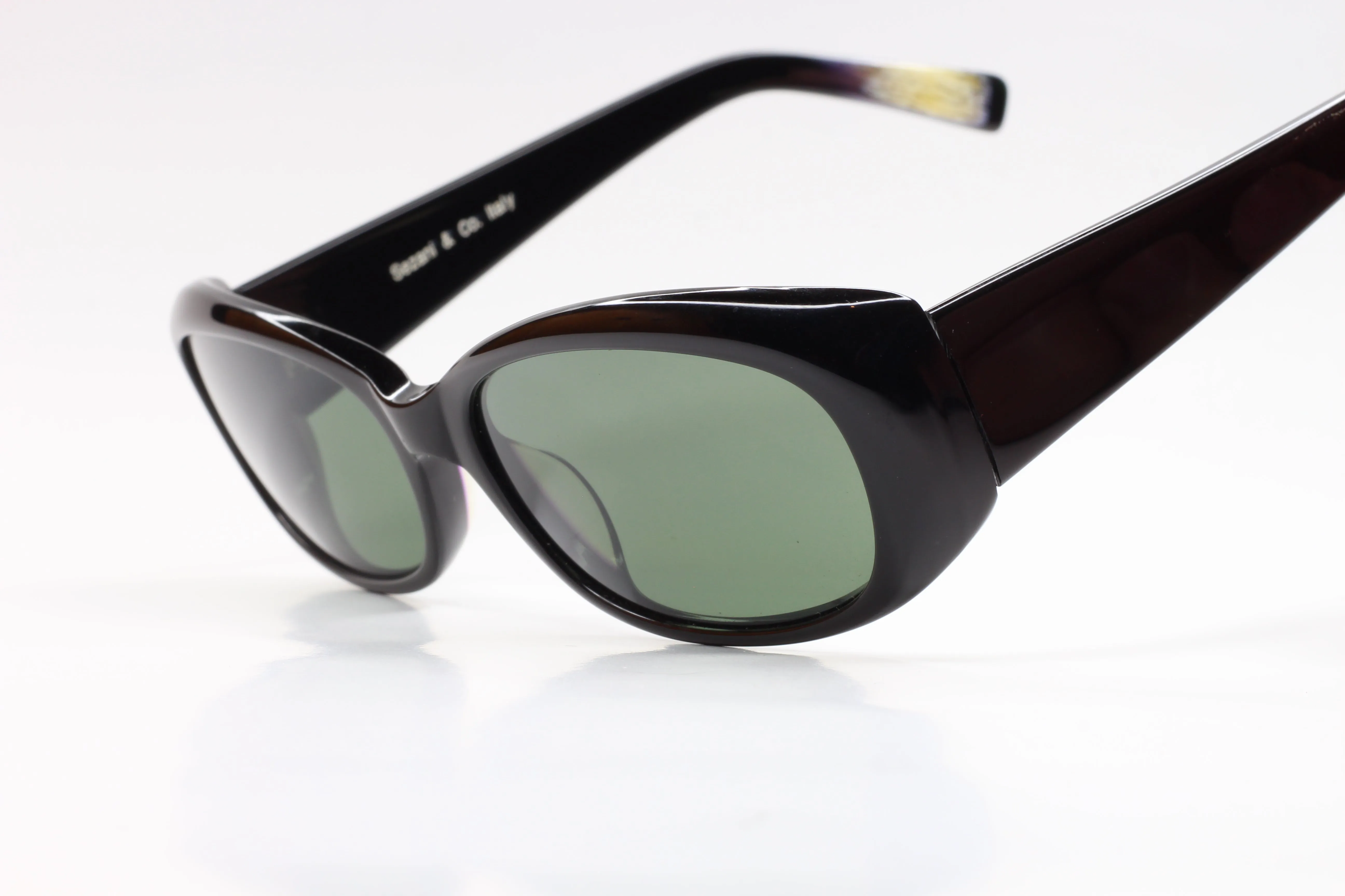 S&C Cecile Black Gloss Acetate Designer Italy Sunglasses