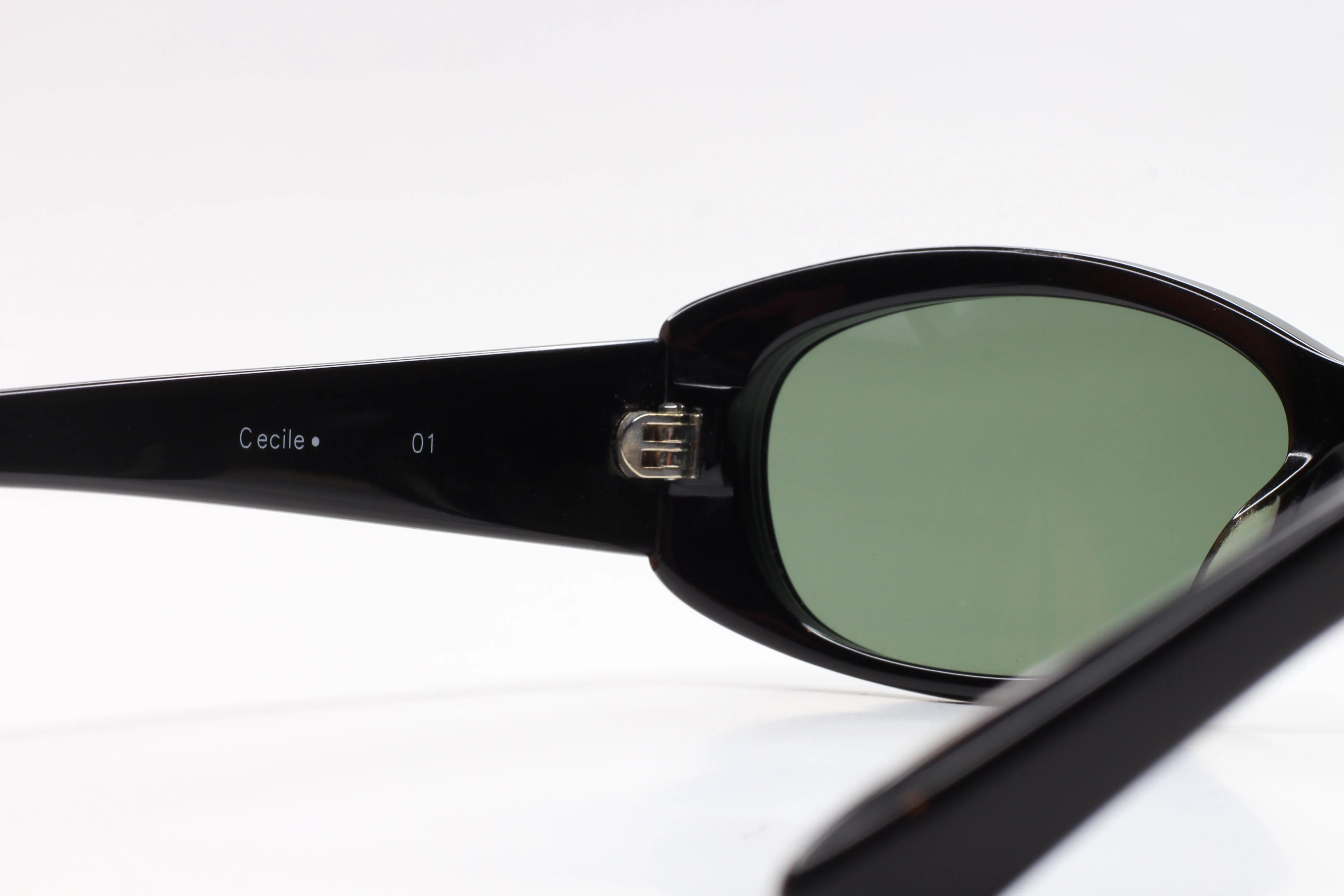 S&C Cecile Black Gloss Acetate Designer Italy Sunglasses