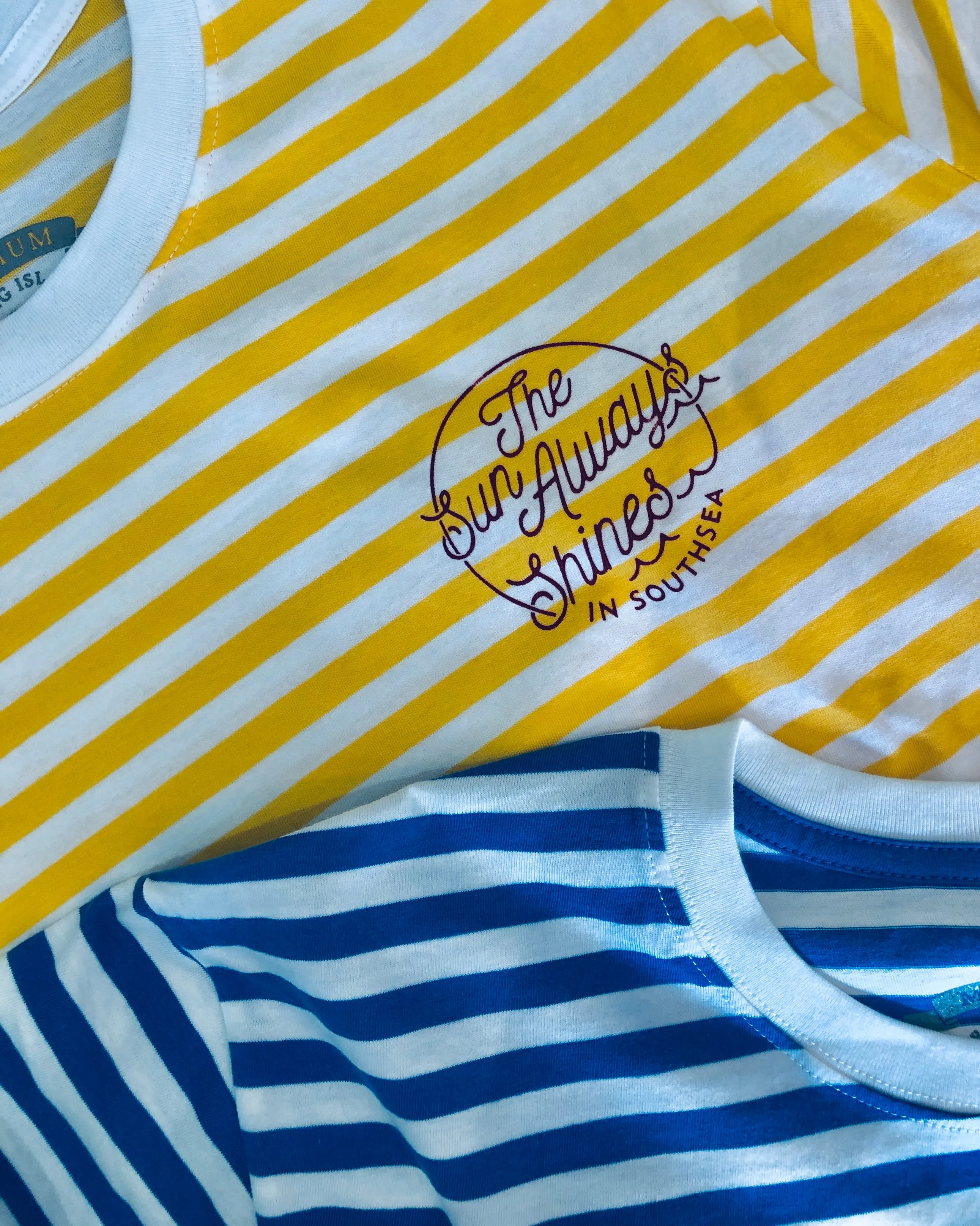 Shines // Men's Striped Tee - White & Light Yellow