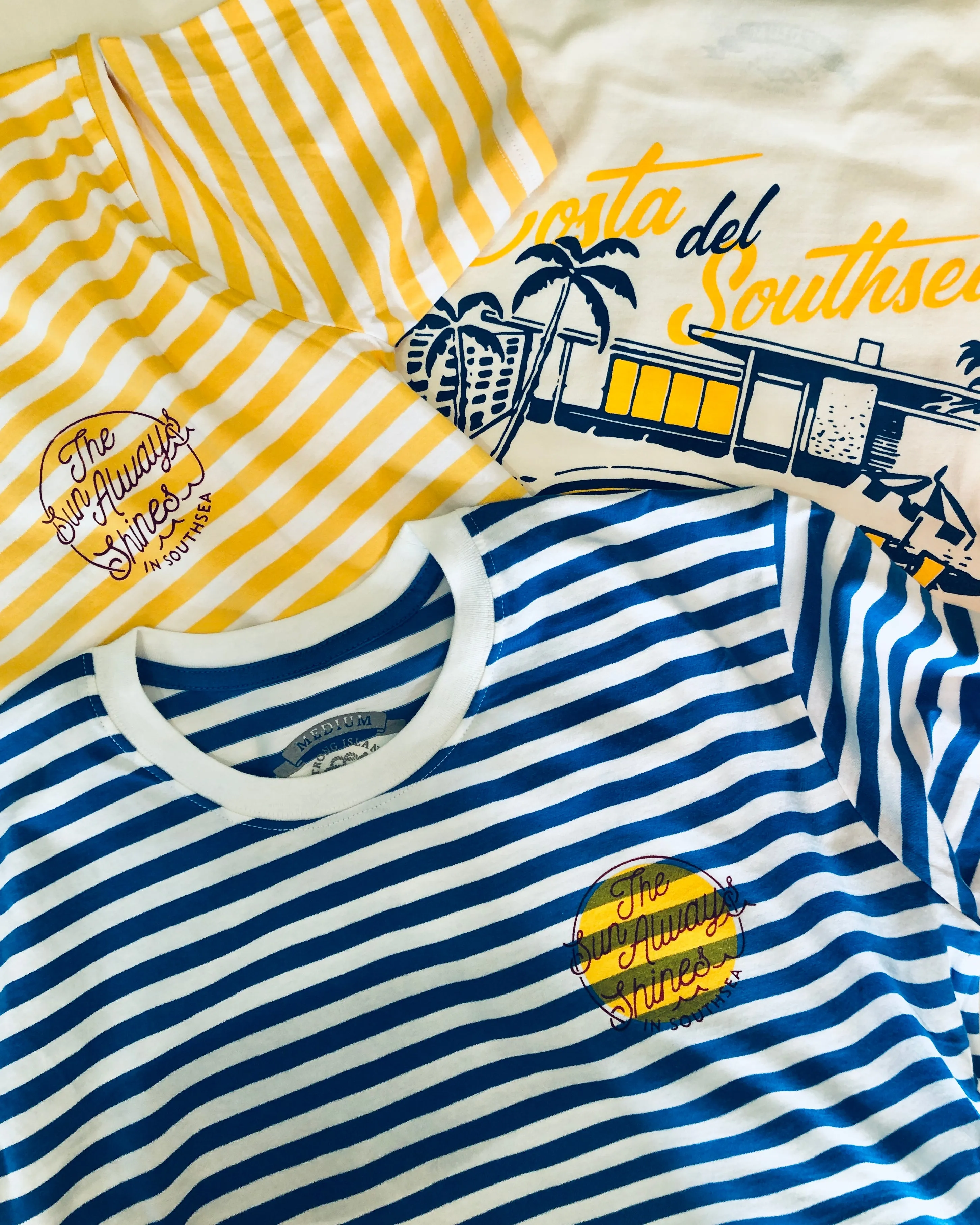 Shines // Men's Striped Tee - White & Light Yellow