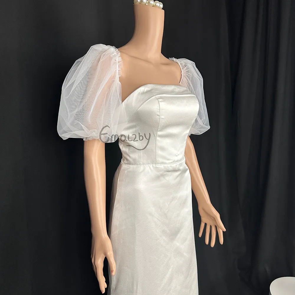 short PUFF tulle off shoulder detachable bridal  sleeve , detachable wedding sleeve BYRDSL79
