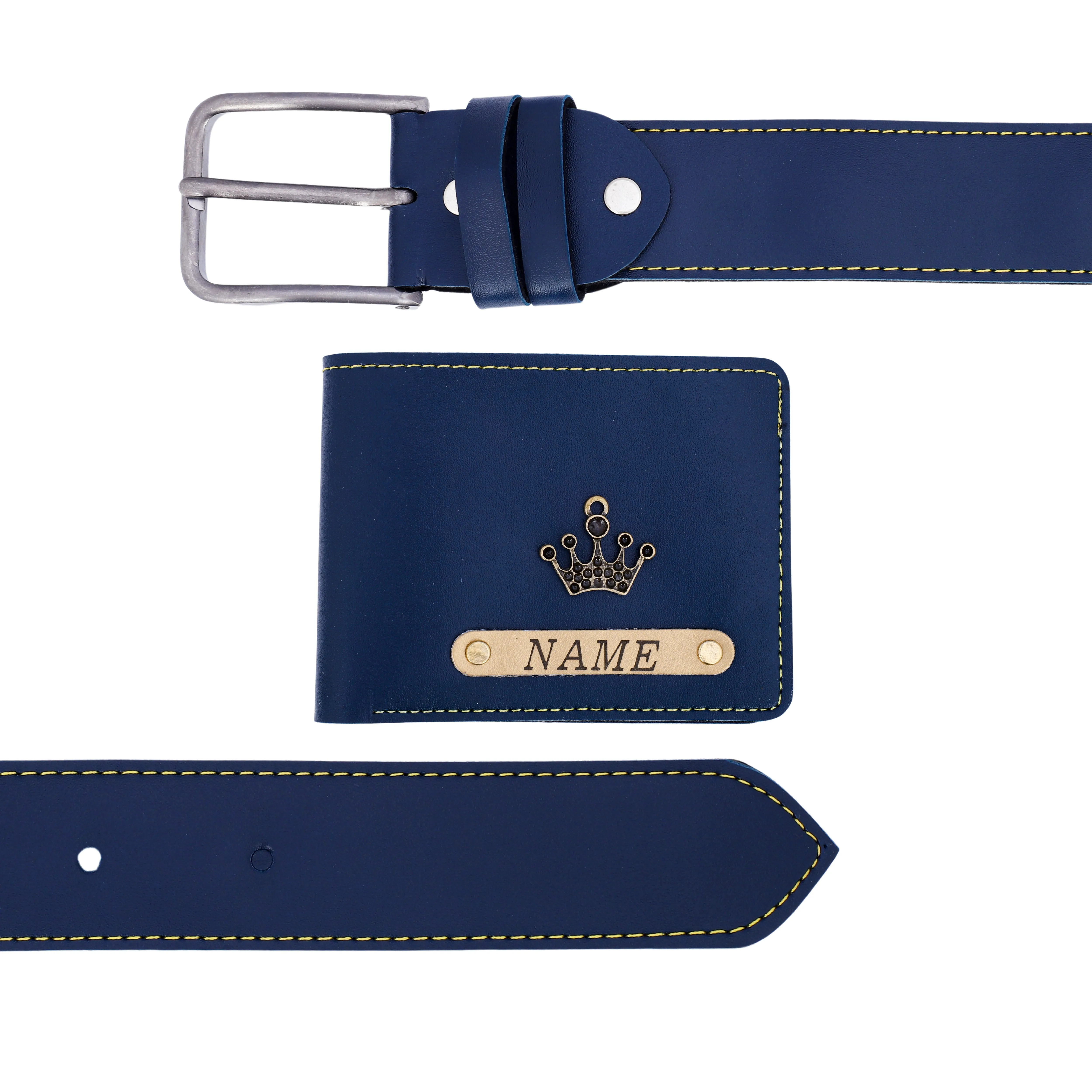 Signature Leather Belt And Wallet Combo For Men | Blue Color