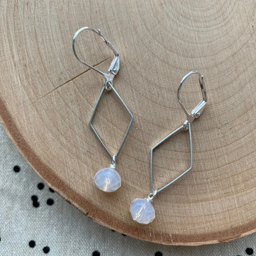 Silver Geo   Gemstone Earrings