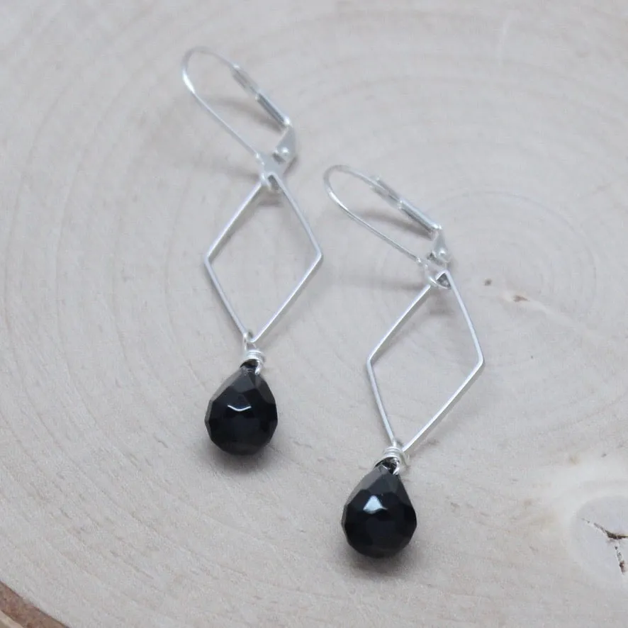 Silver Geo   Gemstone Earrings