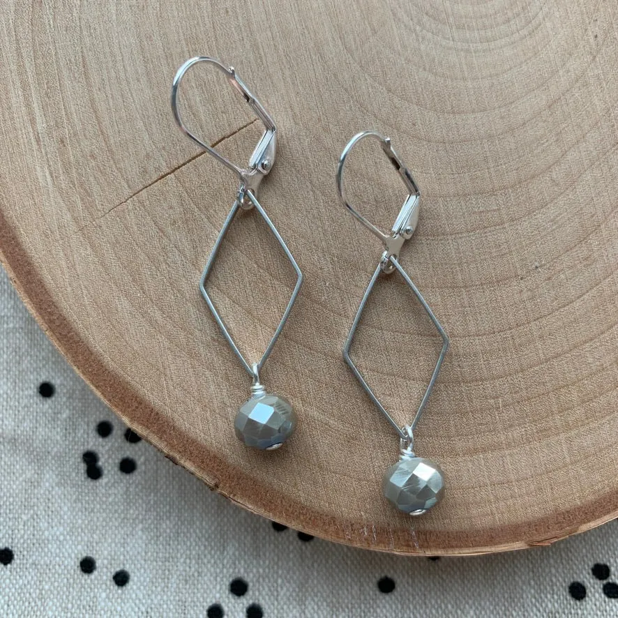 Silver Geo   Gemstone Earrings