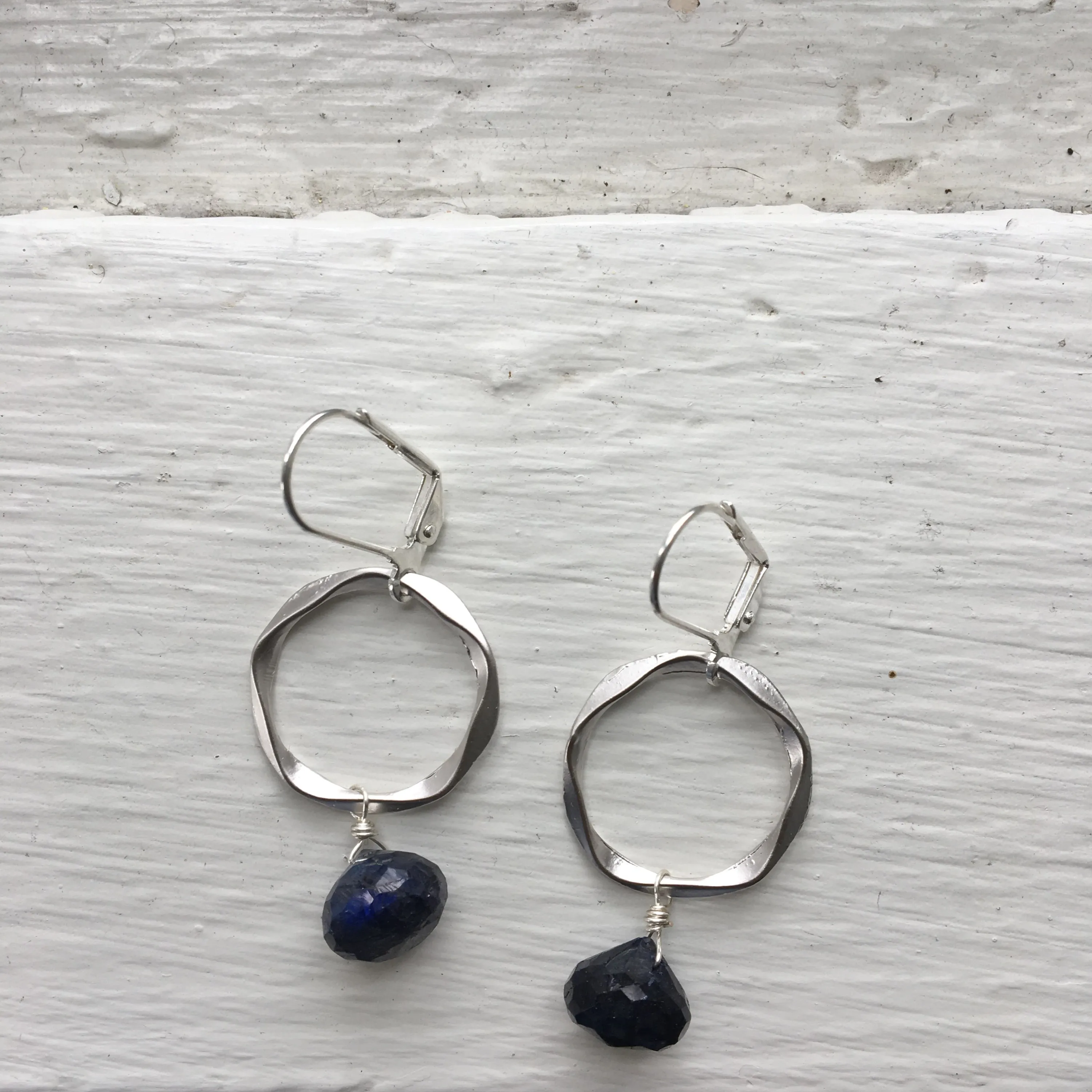 Silver Geo   Gemstone Earrings