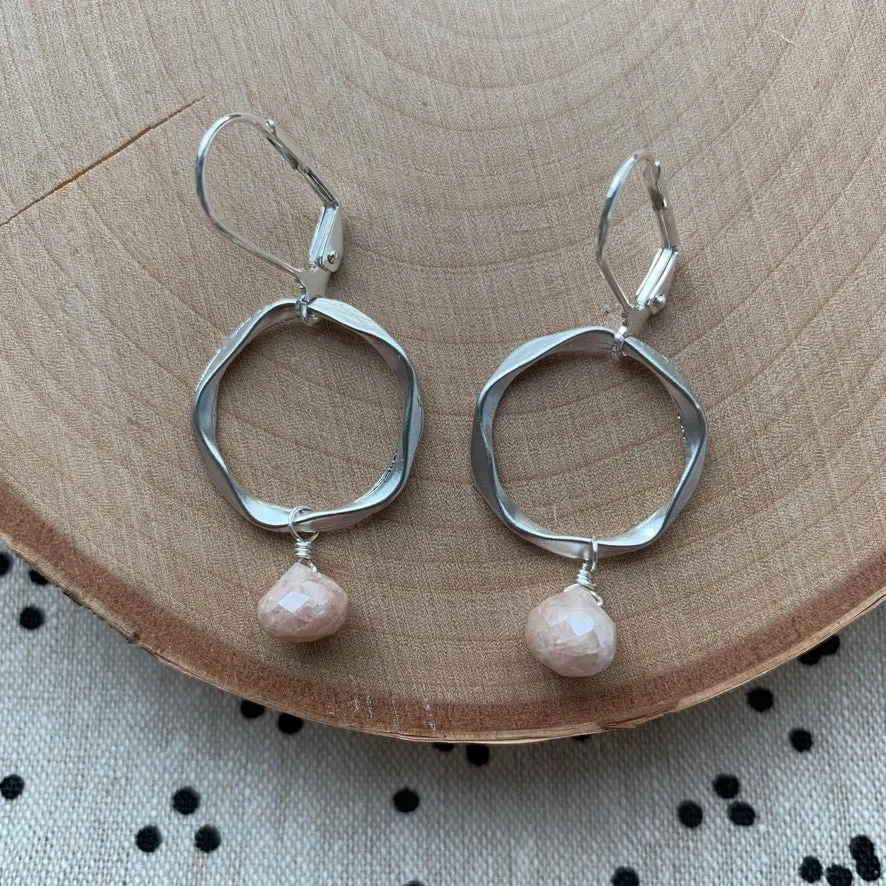 Silver Geo   Gemstone Earrings
