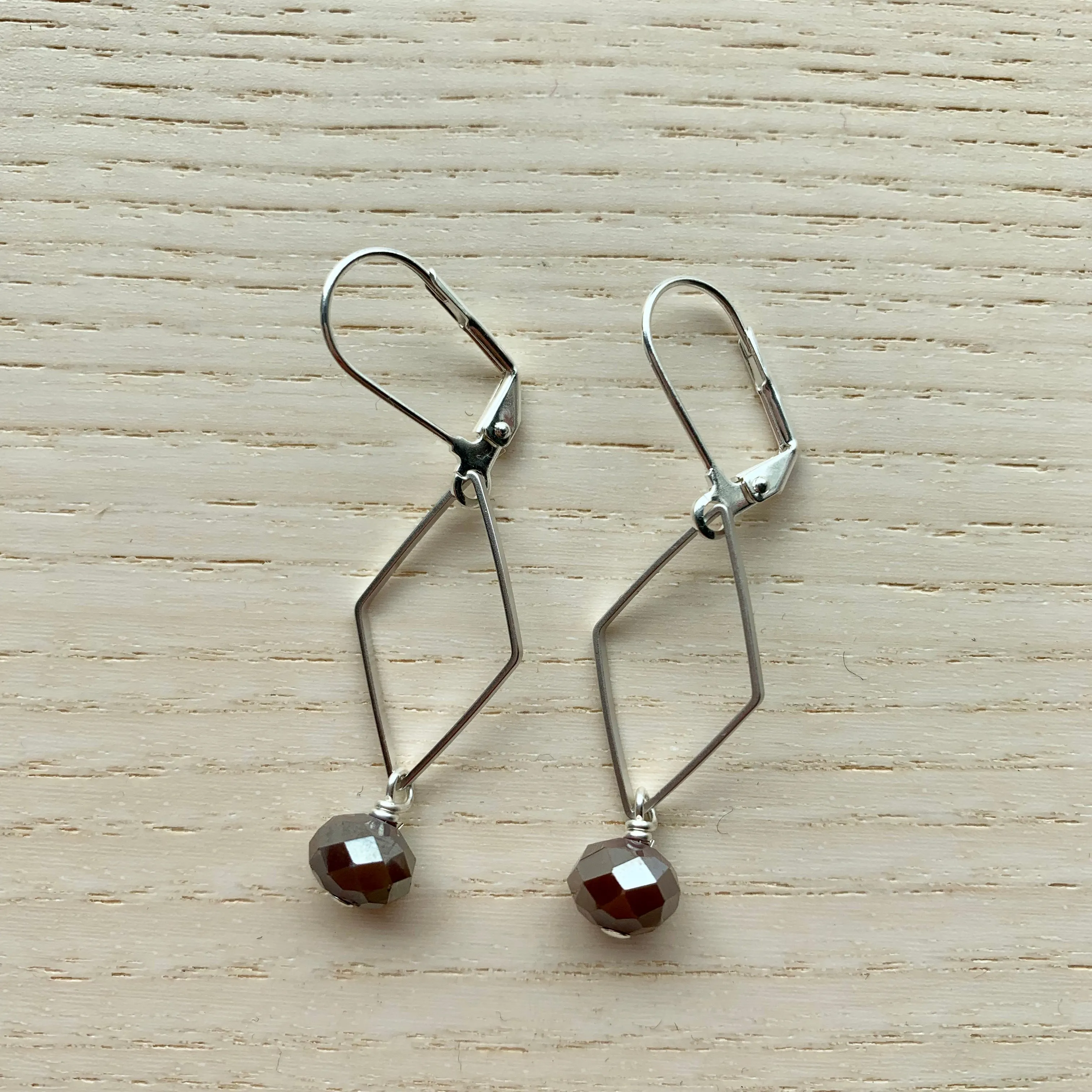 Silver Geo   Gemstone Earrings