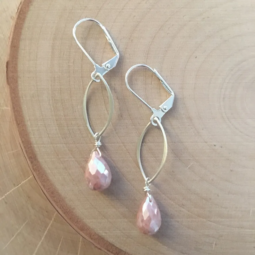 Silver Geo   Gemstone Earrings