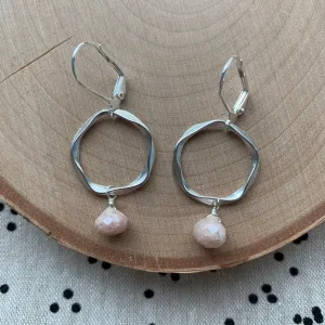 Silver Geo   Gemstone Earrings