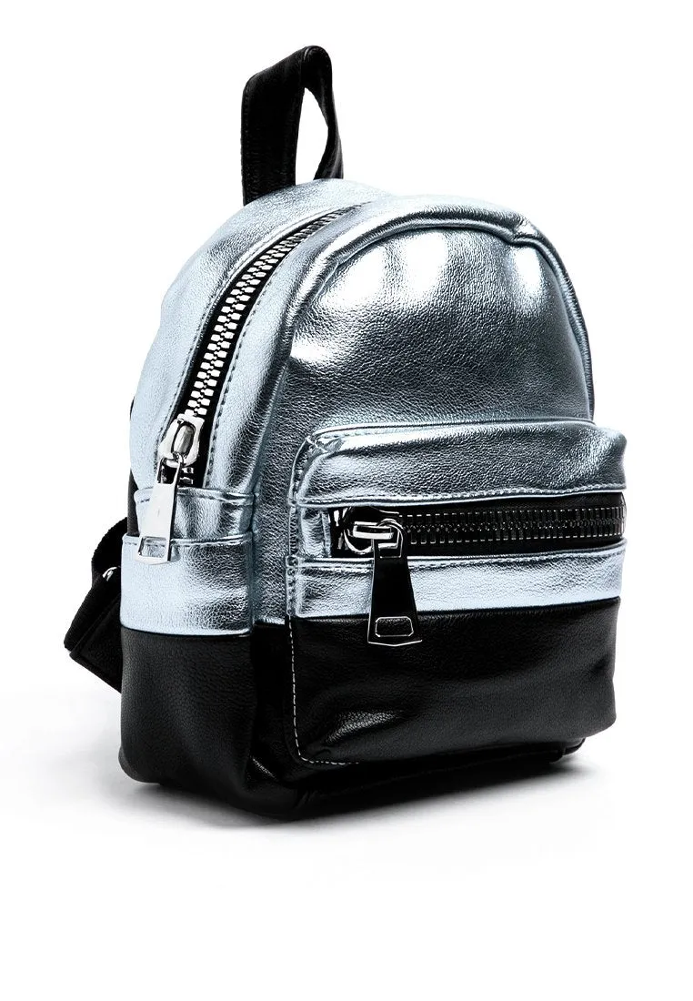 Silver Zipper Backpack