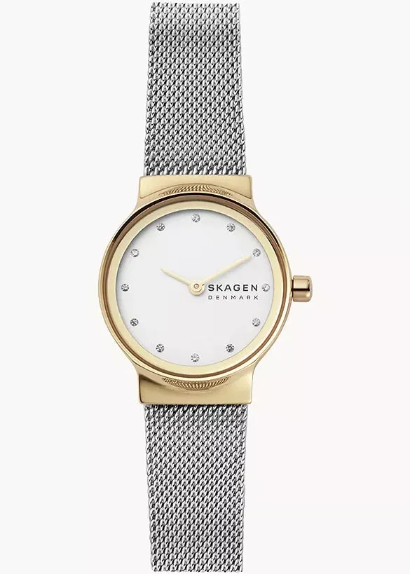 SKAGEN FREJA LILLE WHITE/SILVER DIAL TWO TONE MESH BRACELET SKW2666