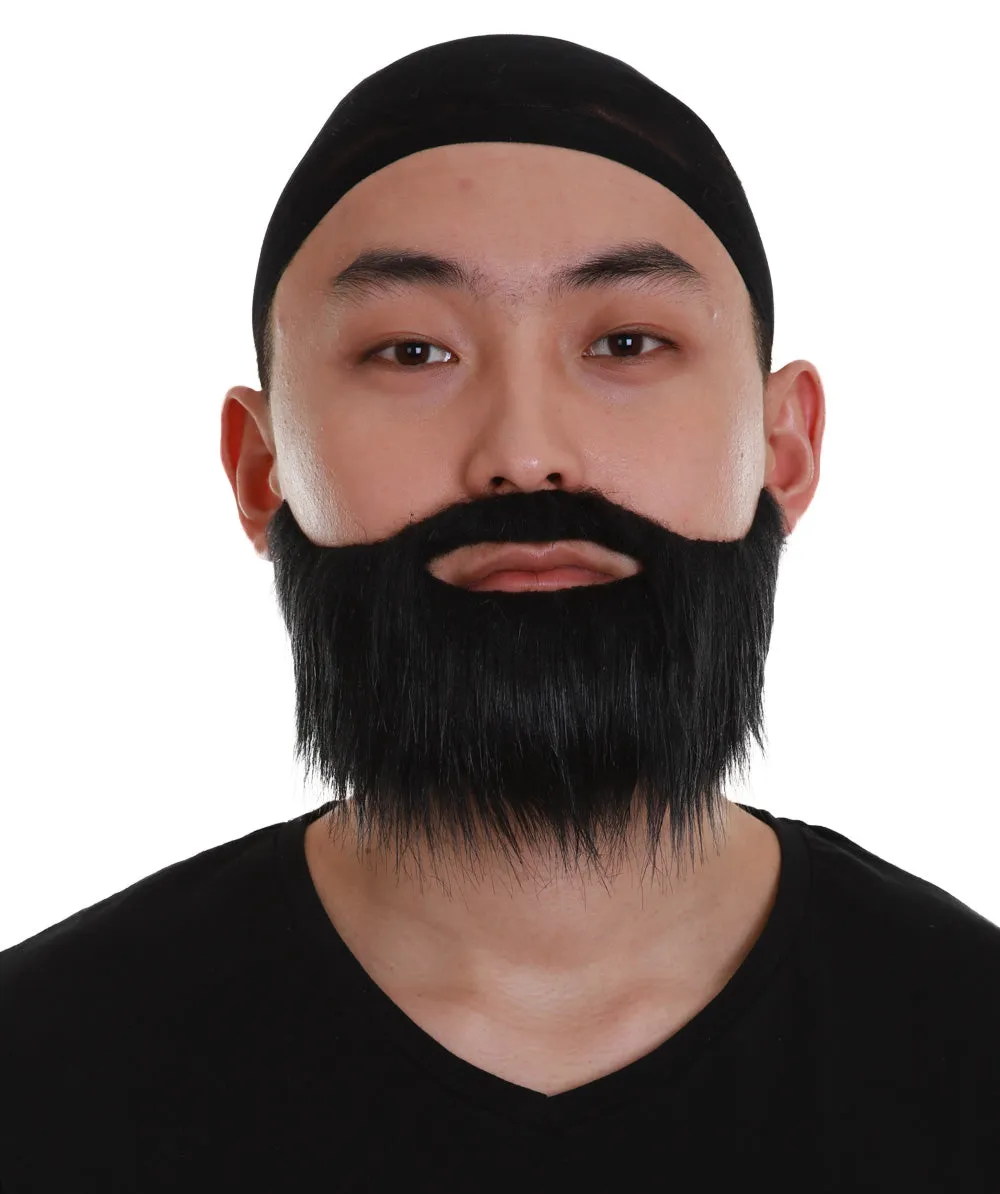 Sleek Beard Styles | Men's Black Color Straight Thick Sleek Beard