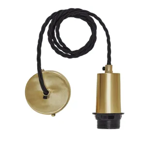 Sleek Edison Cord Set ES E27 Bulb Holder - Brass & Fabric Flex