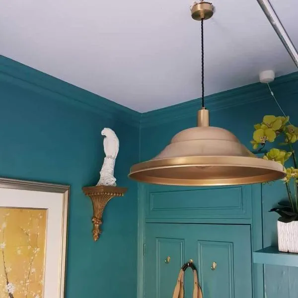 Sleek Giant Hat Pendant - 21 Inch - Brass