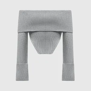 Solid Slimming Knitting Sexy Sweaters For Women Slash Neck Long Sleeve Cold Shoulder Temperament Sweater Female