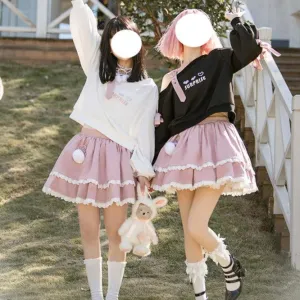Surprise Party   Sweater Top and Skirt  Set Kawaii Academia Y2K Cottagecore Coquette Fairycore Dollette Princesscore Bottoms