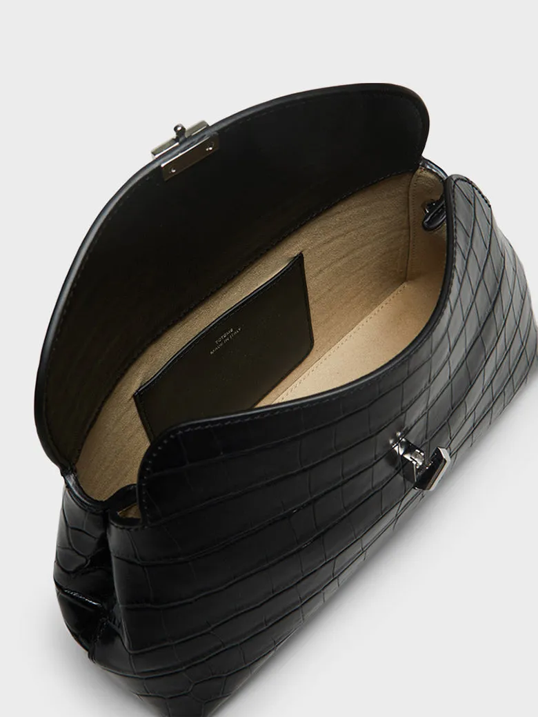 T-Lock Clutch in Black Croco