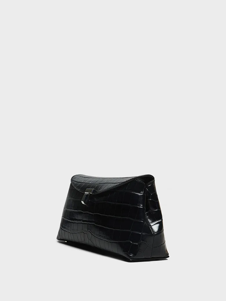 T-Lock Clutch in Black Croco