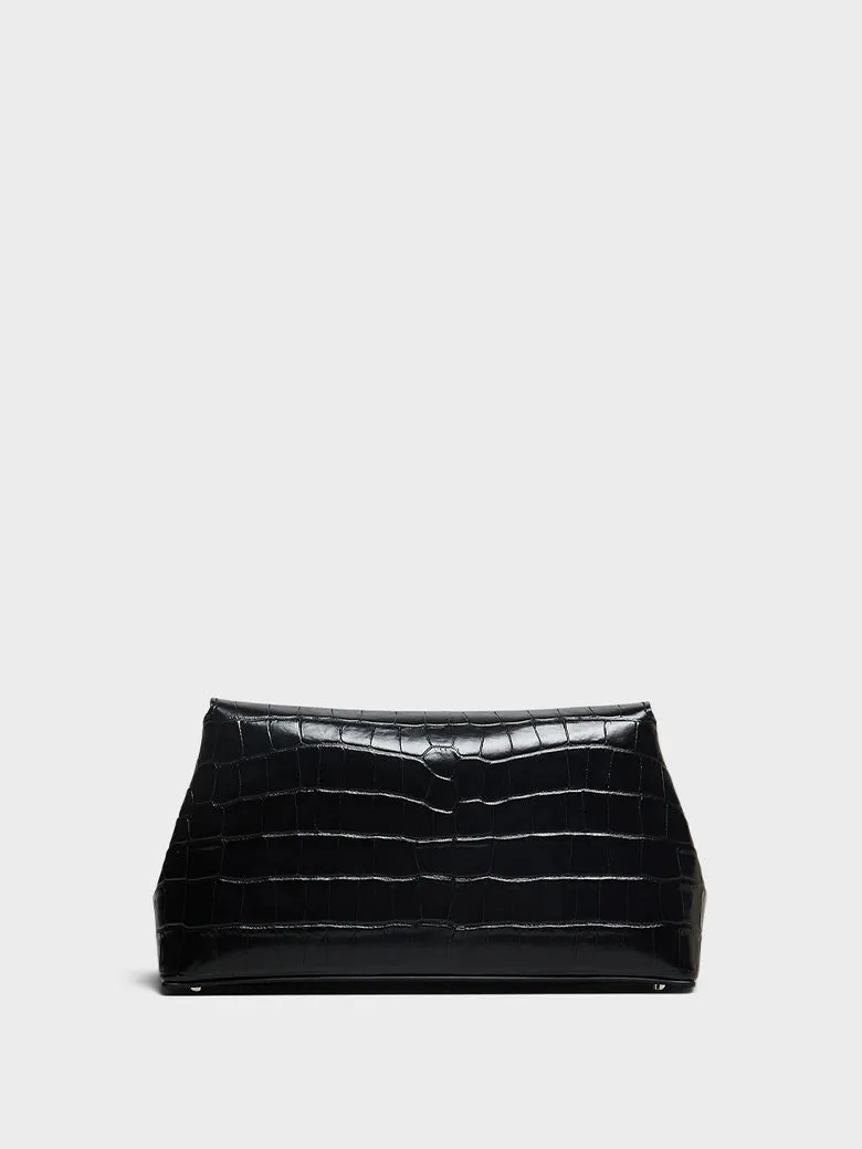 T-Lock Clutch in Black Croco