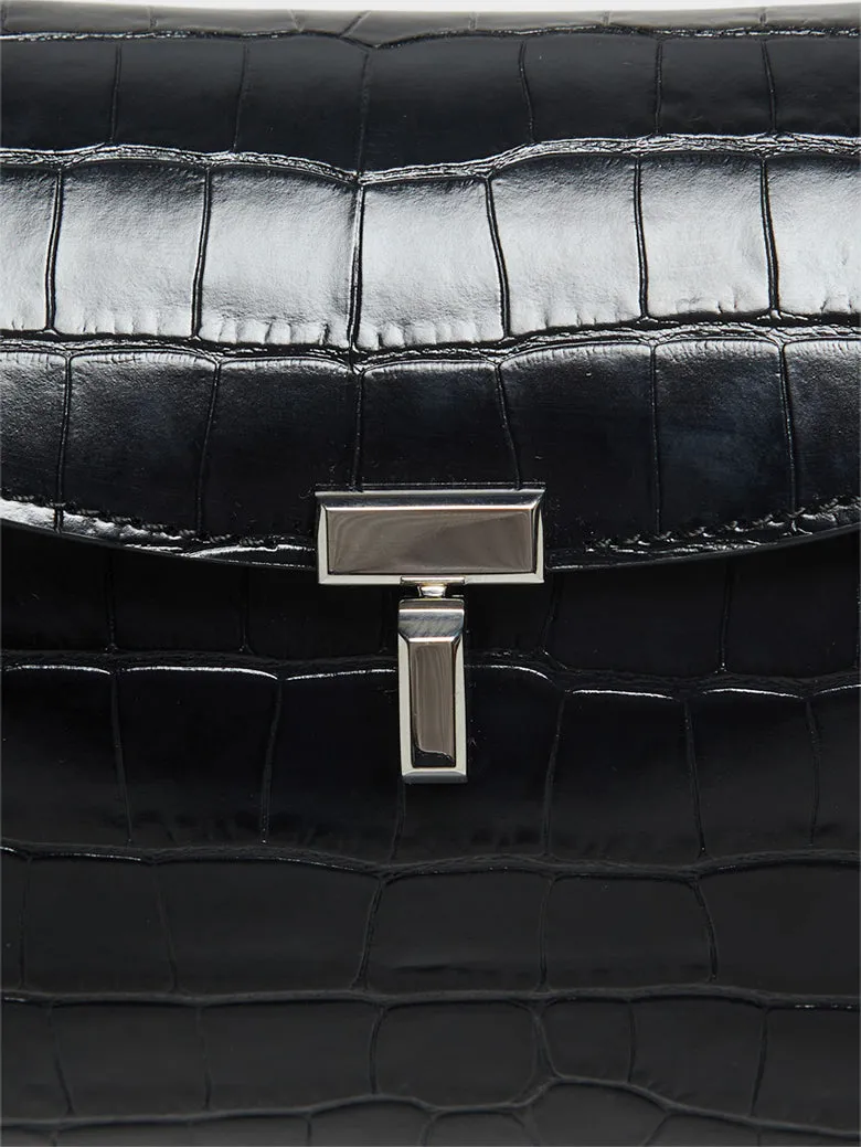 T-Lock Clutch in Black Croco