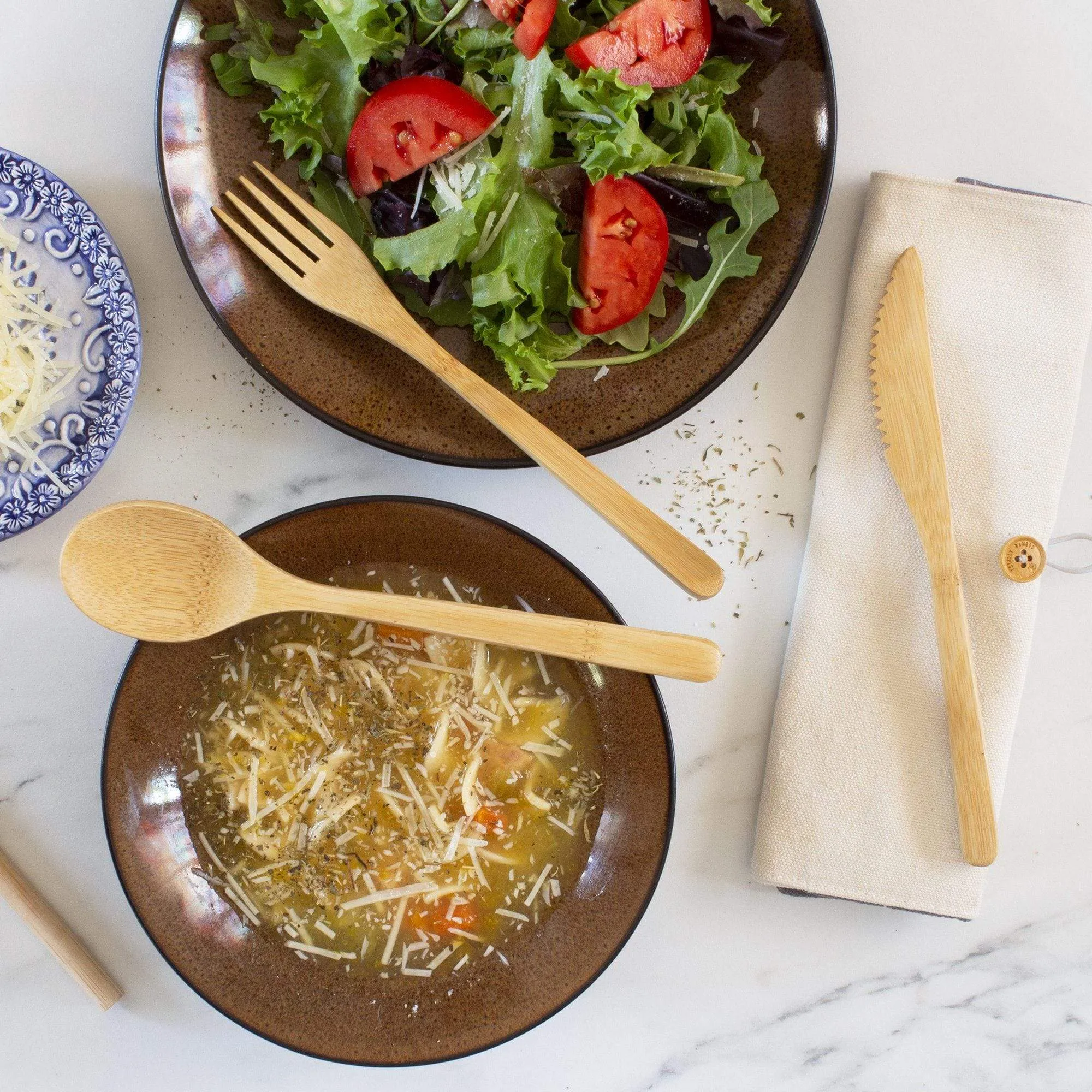 Take-Along Reusable Utensil Set with Travel Roll