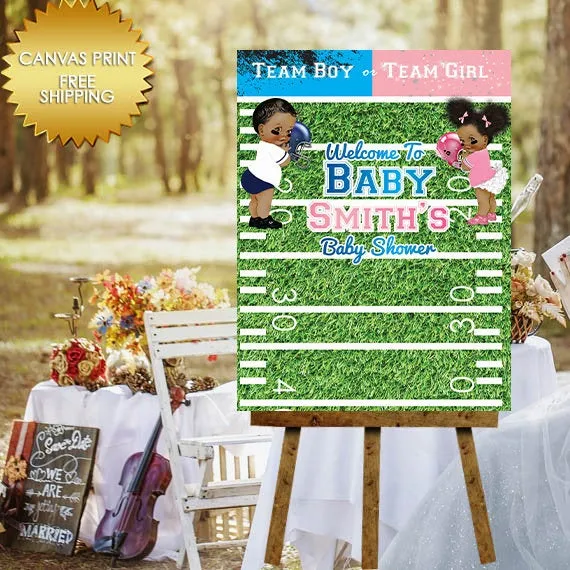 Team Boy Girl Gender Reveal Baby Shower Canvas Sign
