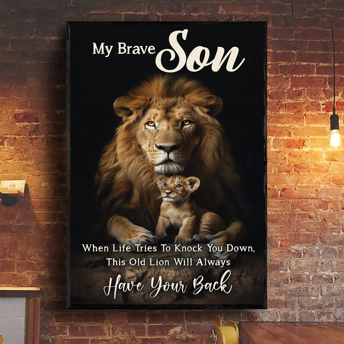 Teesdily | Jesus Lion Poster For Dad, My Brave Son When Life Tries To Knock You Down, Lion Jesus Poster, Son Gift From Dad