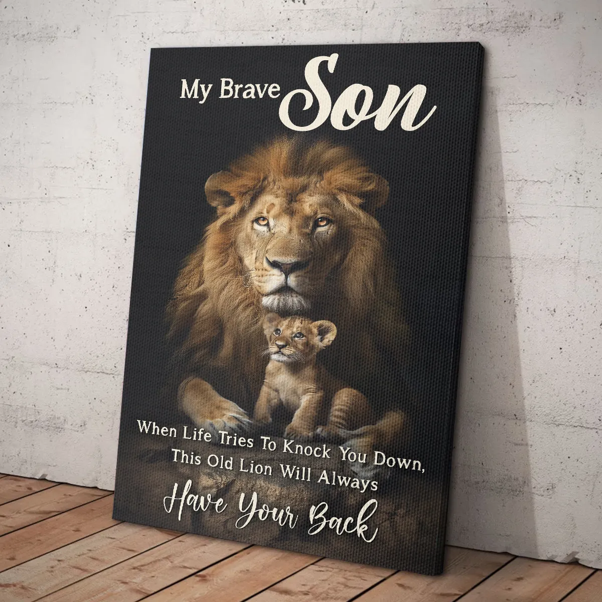 Teesdily | Jesus Lion Poster For Dad, My Brave Son When Life Tries To Knock You Down, Lion Jesus Poster, Son Gift From Dad