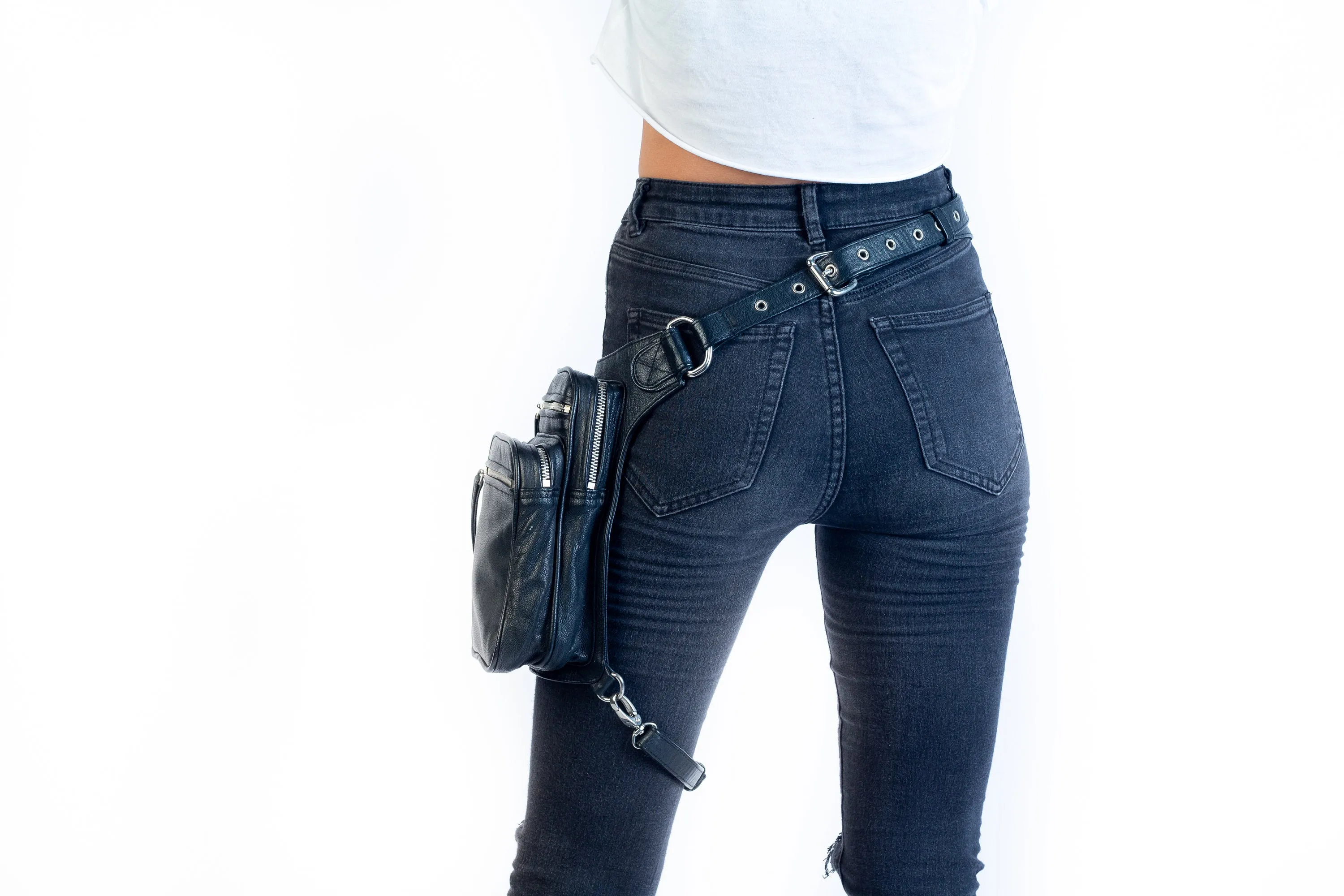 The Industry Moto Convertible Hip Holster Waist Bag Silver Hardware